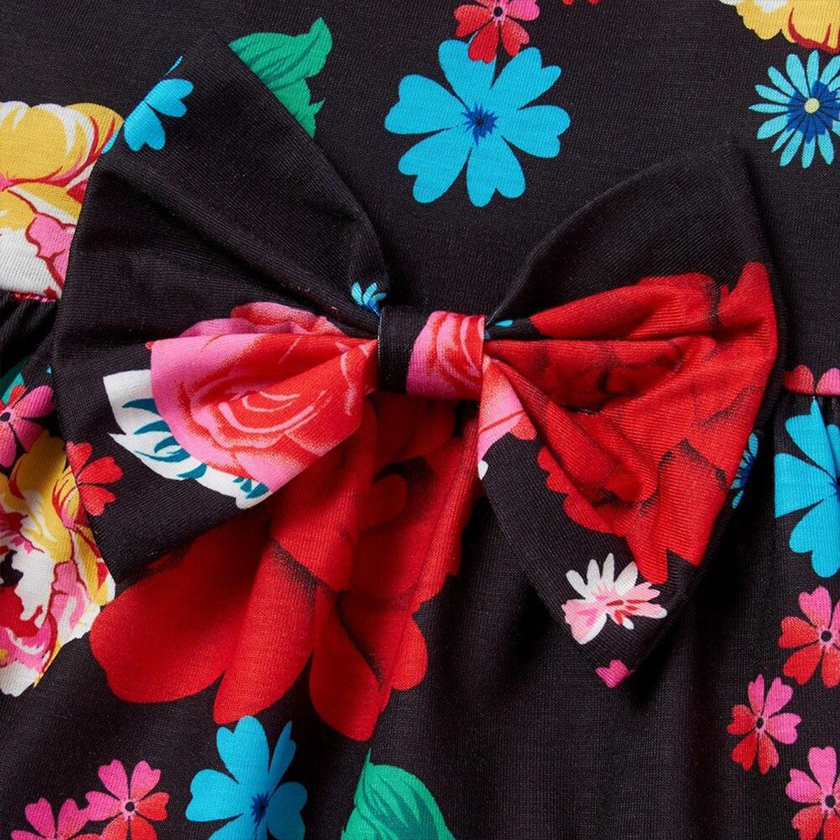 Girls Floral Print Rounnd Neck Sleeveless Casual Dress For Spring.
