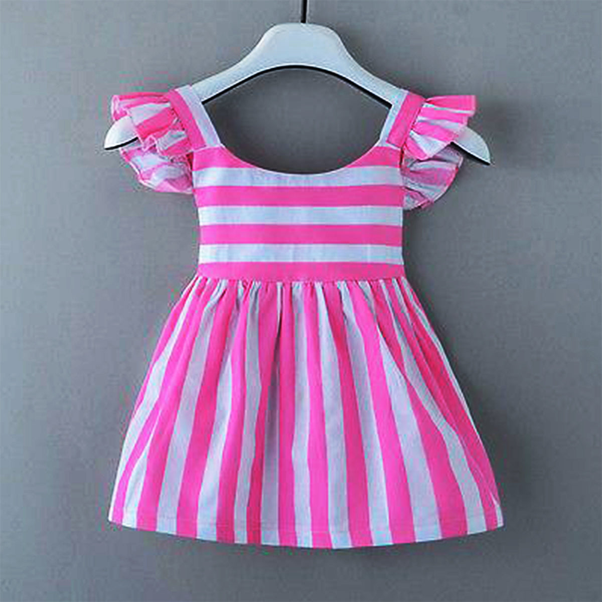 Baby Girl Sleeveless Printed Dress in Pink Color For Girls.