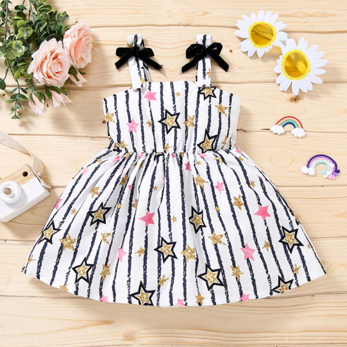Girl's Toddler Button front & Bohemian Star Style (Combo Pack Of 2) For Girl's.
