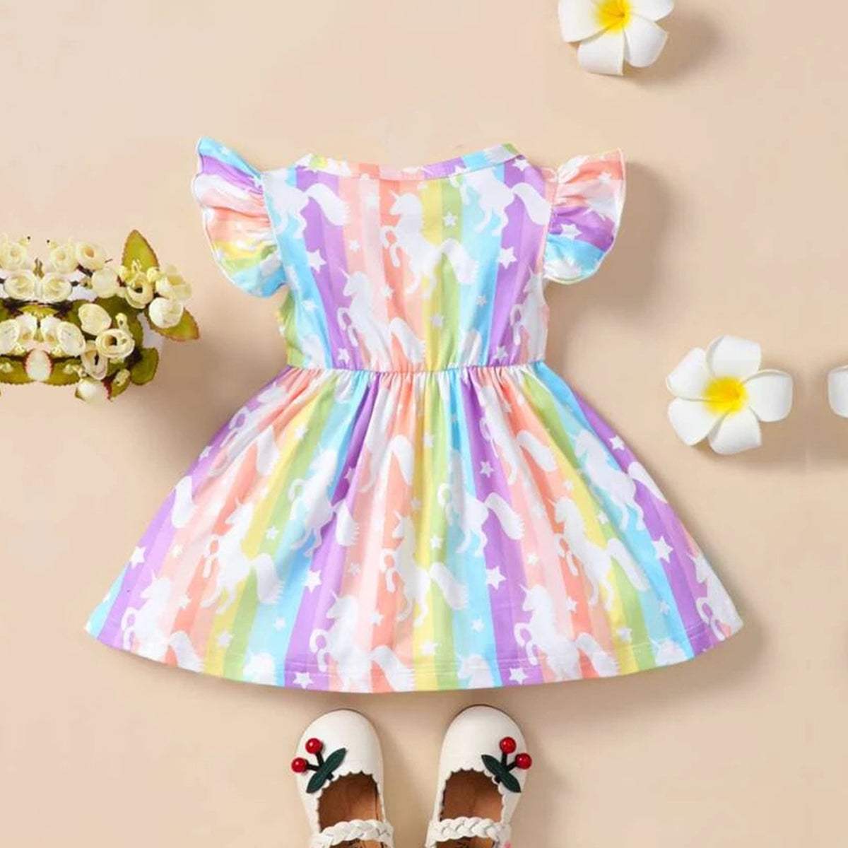 Baby Girl StylishYellow Lining & Multi Horse Tunic Dress (Combo Pack Of 2) Pack for Baby Girls..