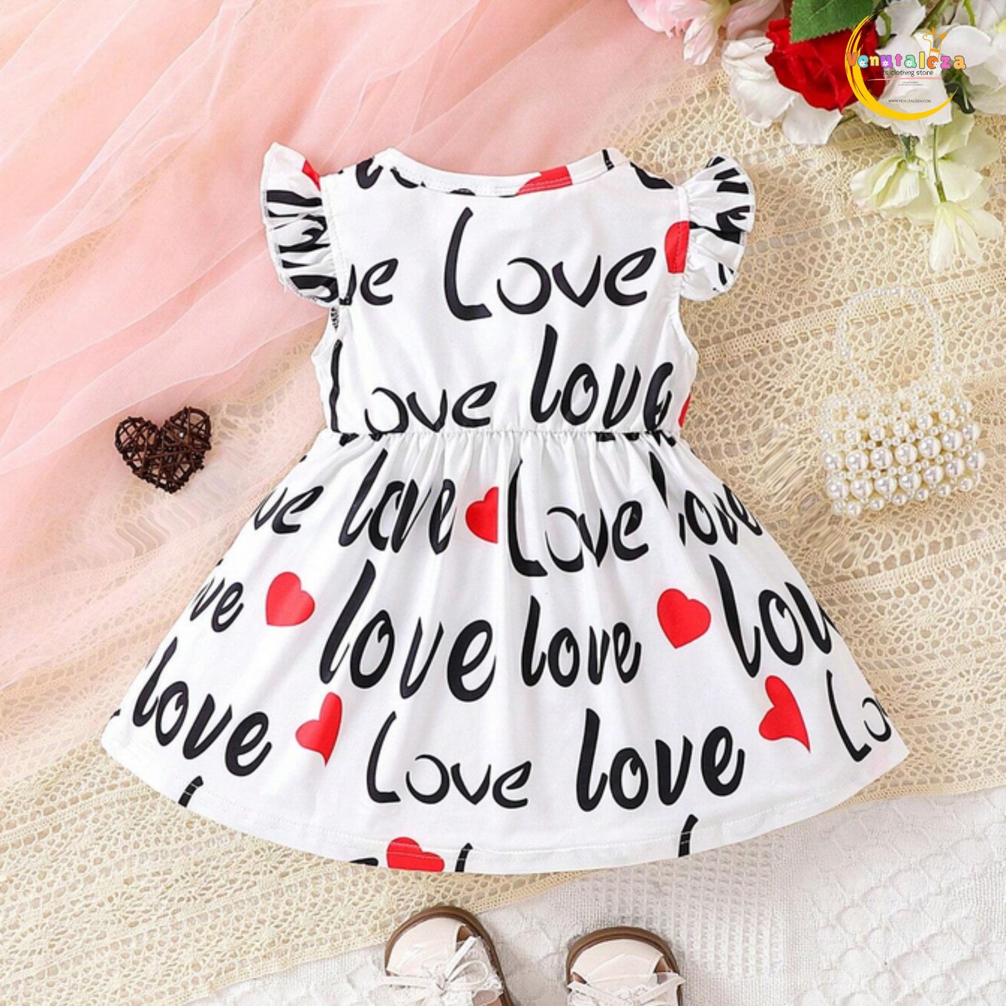 Hanky Hem Belted & Love Letter Frocks (Combo Pack Of 2) for Kids.