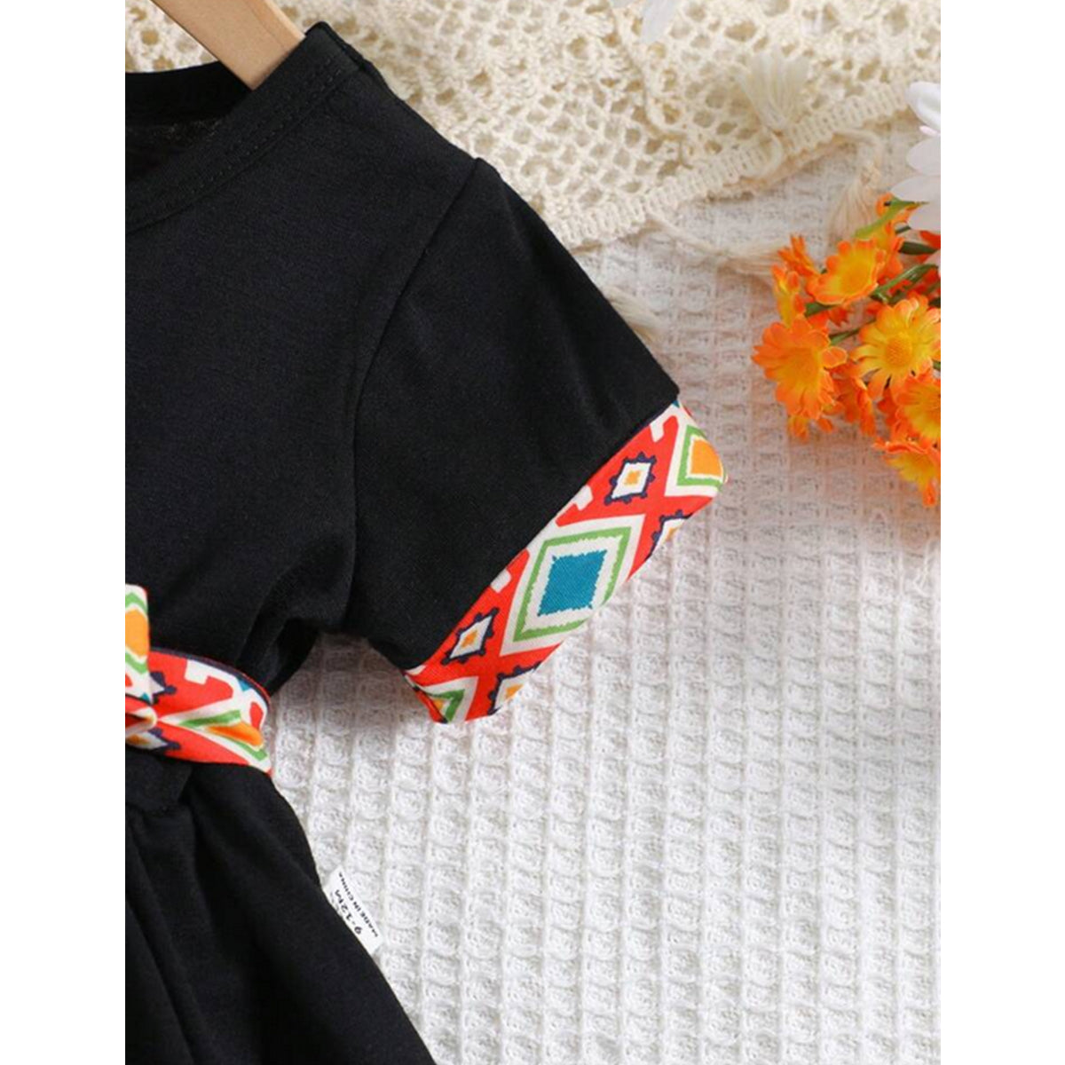 New Fashion Digitally Printed Bohemian Style Casual Mini Dress With Short Sleeves For Baby Girls,