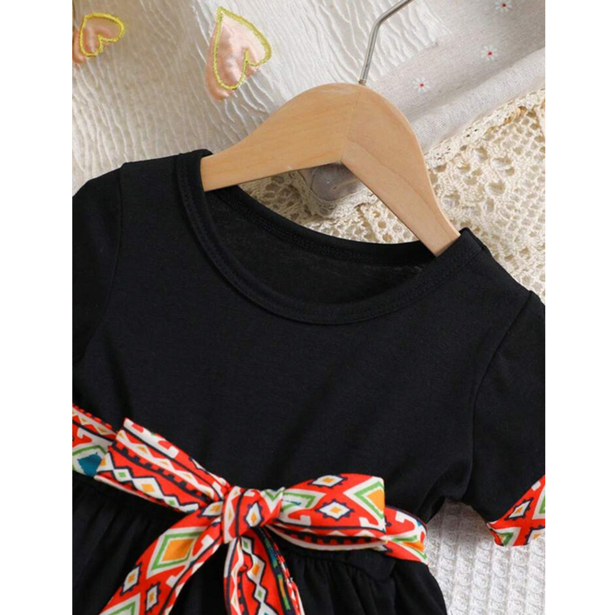 New Fashion Digitally Printed Bohemian Style Casual Mini Dress With Short Sleeves For Baby Girls,