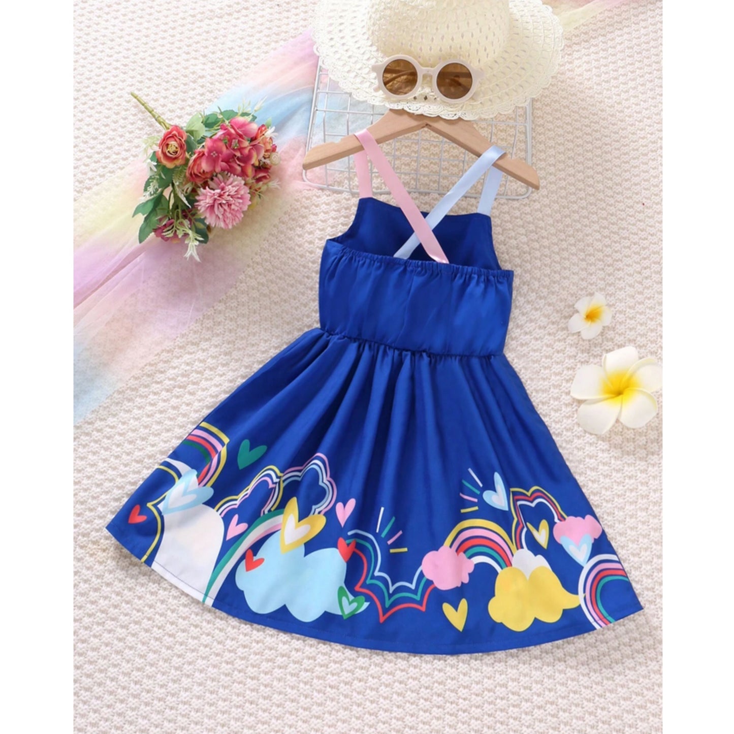 Baby Girl's Barbie Princess & Rainbow Dress (Combo Pack Of 2) For Girl's.