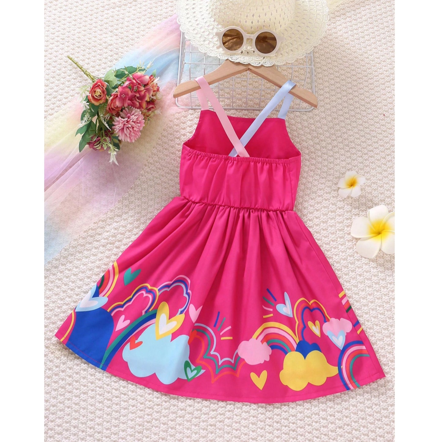 Baby Girl's Floral & Rainbow & Princess Frocks (Combo Pack 3) for Kids.
