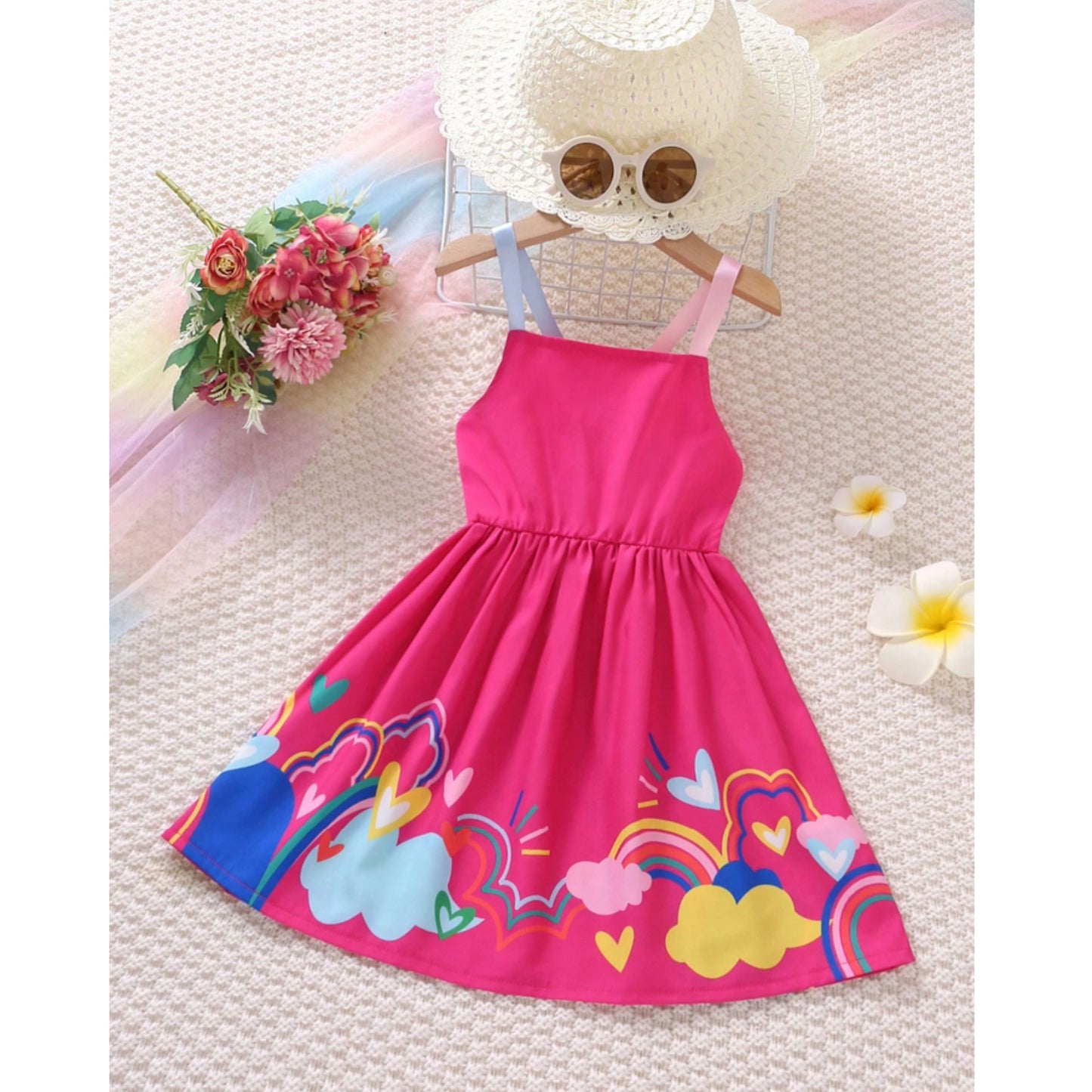 Baby Girl's Floral & Rainbow & Princess Frocks (Combo Pack 3) for Kids.