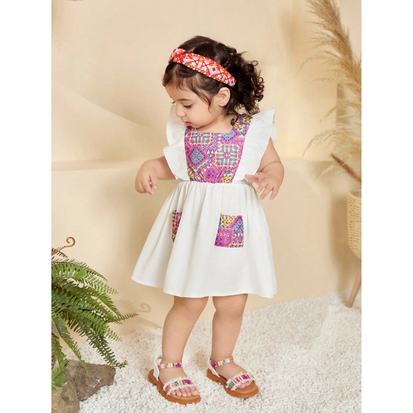 Baby Cotton Multicolor Pocket Frocks & Dresses For Kids.