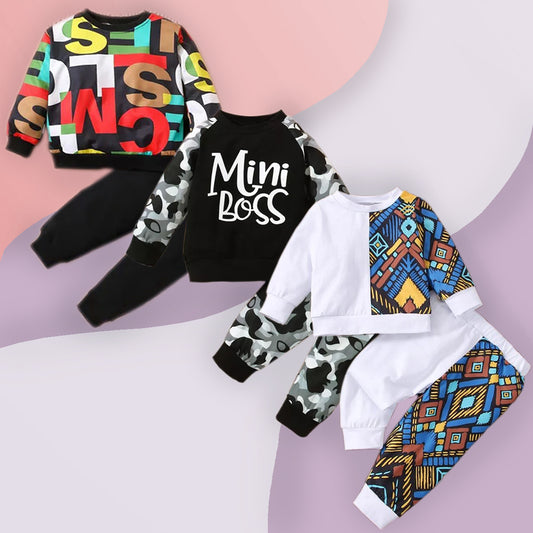 Venutaloza Stylish Baby Set Mini Boss & Letter Graphic & Multi Graphic (Combo Pack Of 3) T-Shirt & Pants.