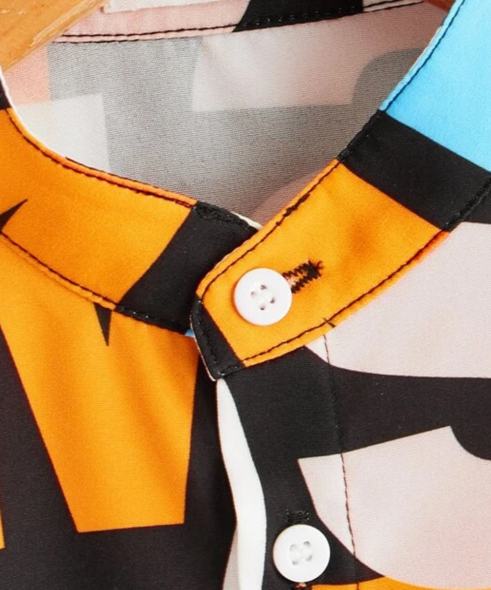 Venutaloza Stylish Colorblock Multicolors Designer Button Front (Combo pack For 5) Shirt For Boys.