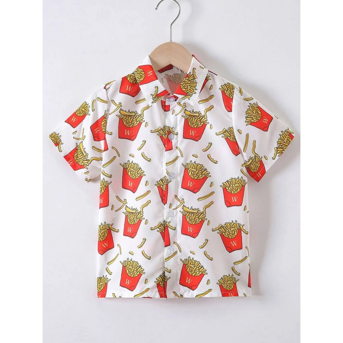 Venutaloza Fries Multi Print Button Front Shirt For Boy.