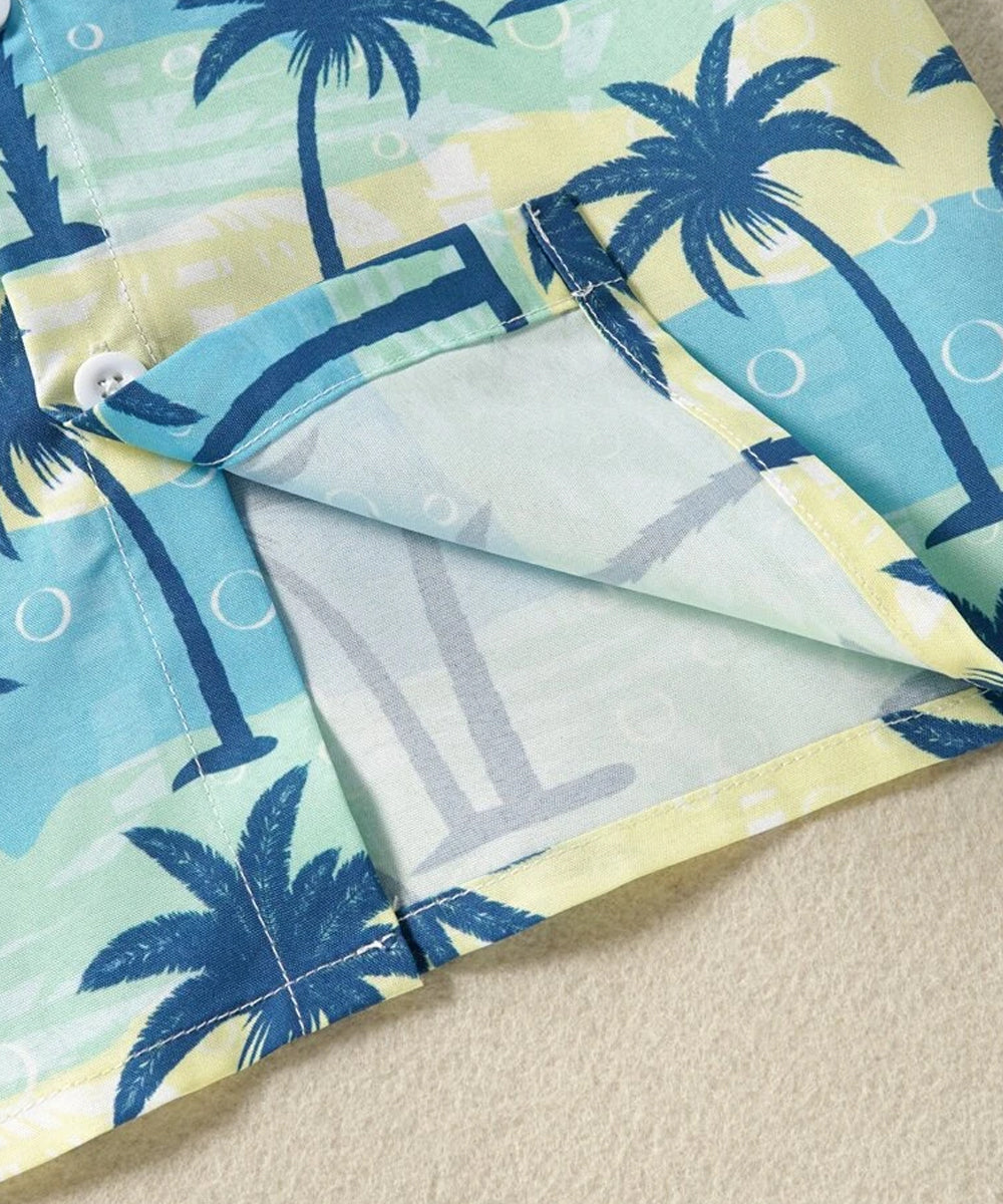 Venutaloza Tropical Coconut Tree Short Sleeve Short Sleeve Shirt For Boys.