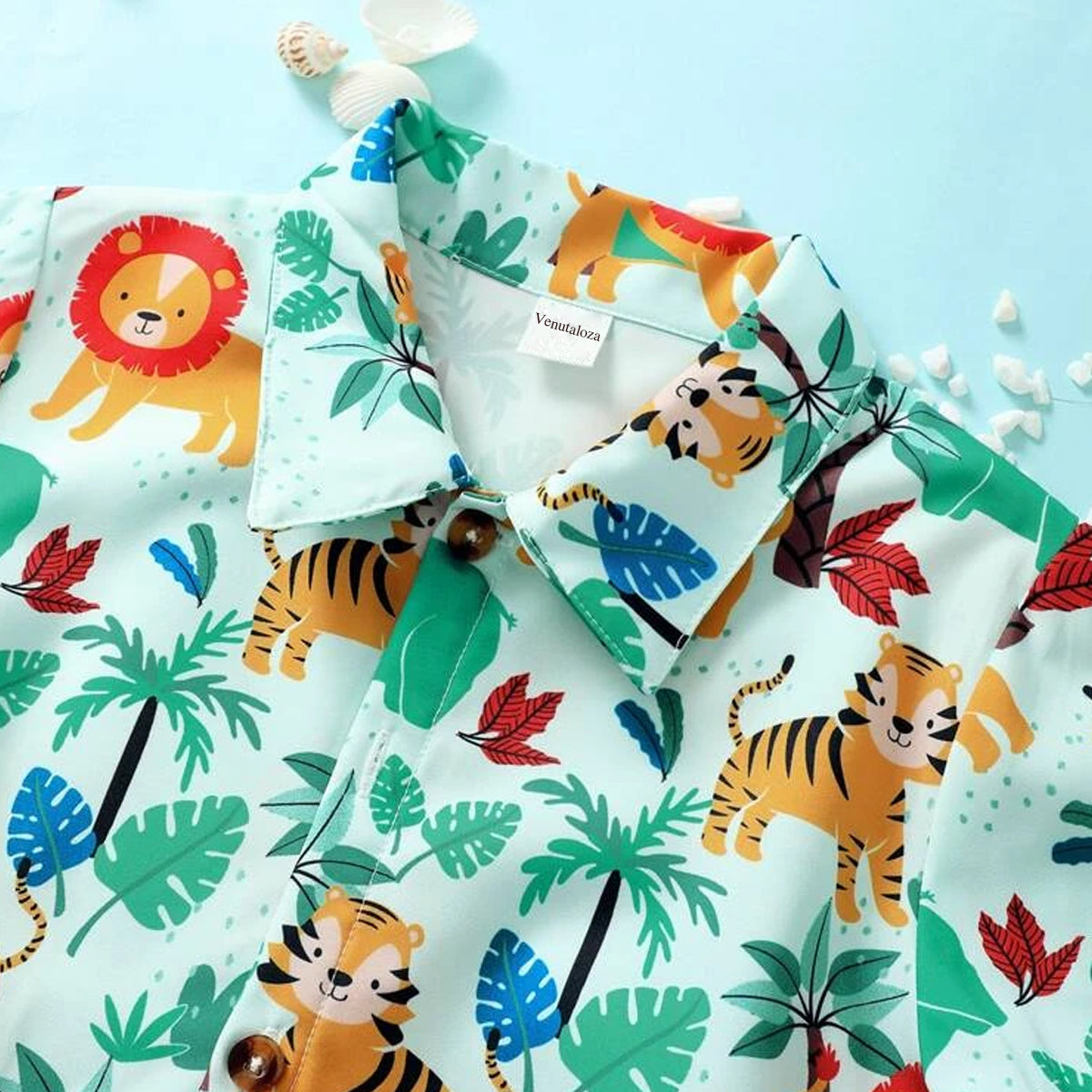 Venutaloza Boy's Animal Colorfull Designer Button Front Shirt For Boy.