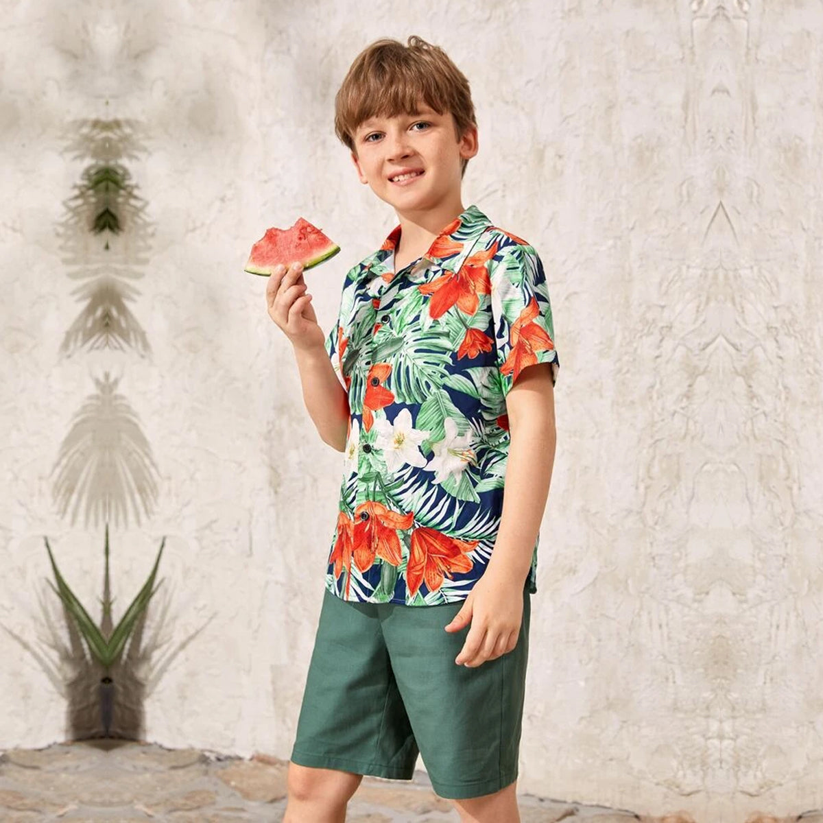VENUTALOZA Sunshne Floral 1pc Tropical Print Shirt For Boys.