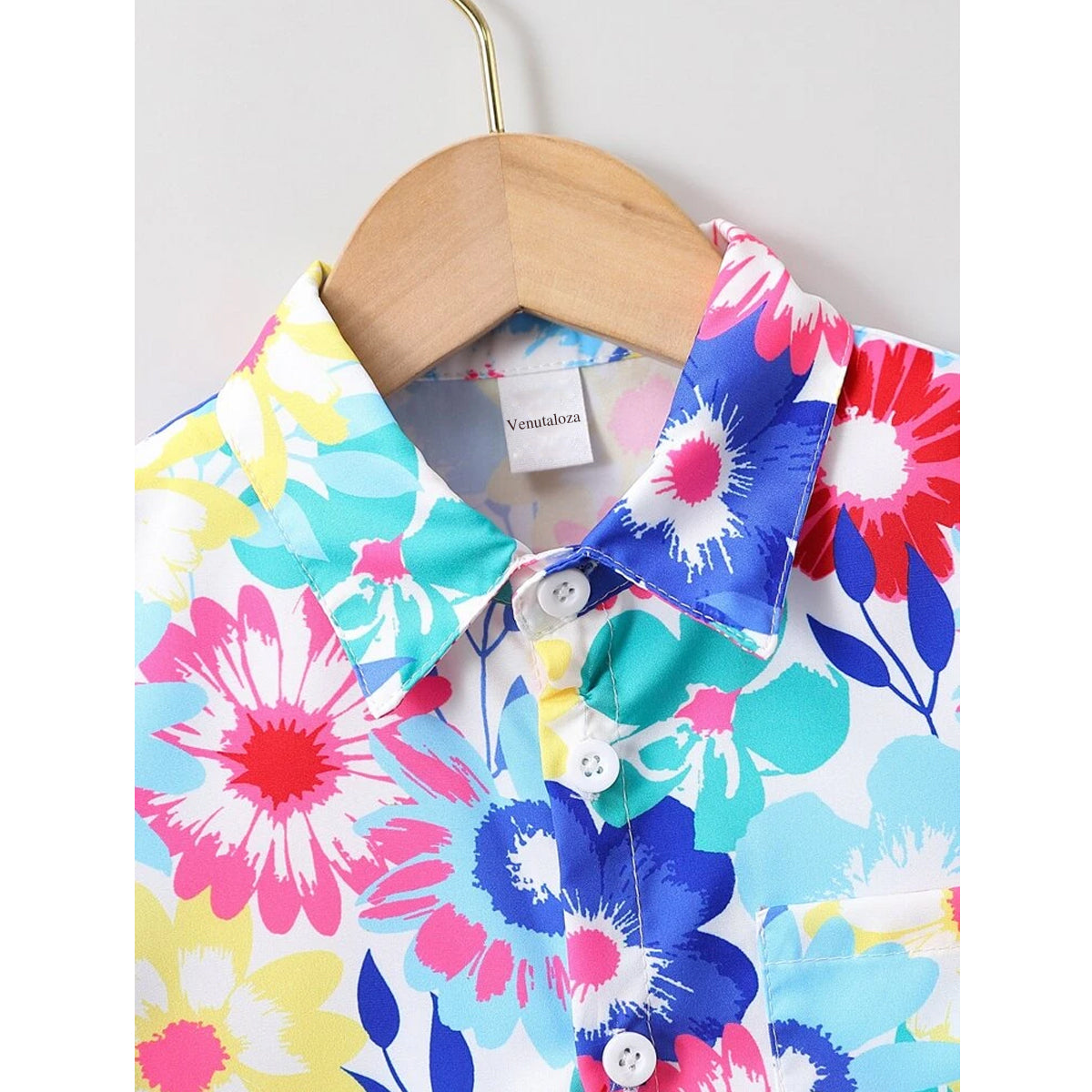 Venutaloza Florals Print Short Sleeve Shirt For Unisex.