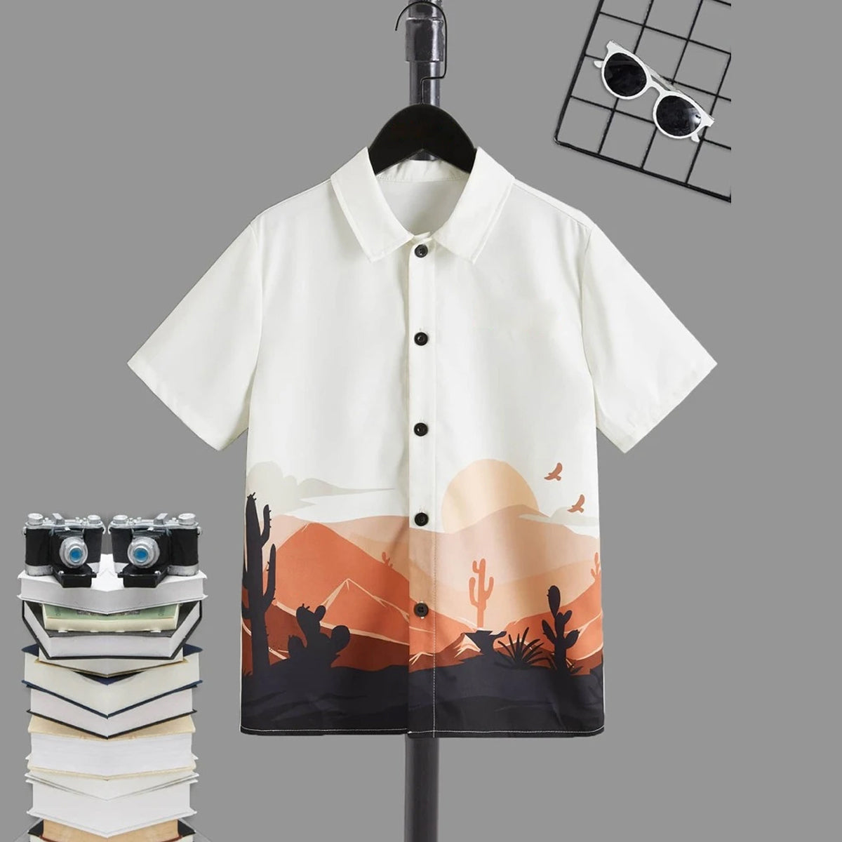 Venutaloza Sunshine Day Print Short Sleeve Shirt For Boy.