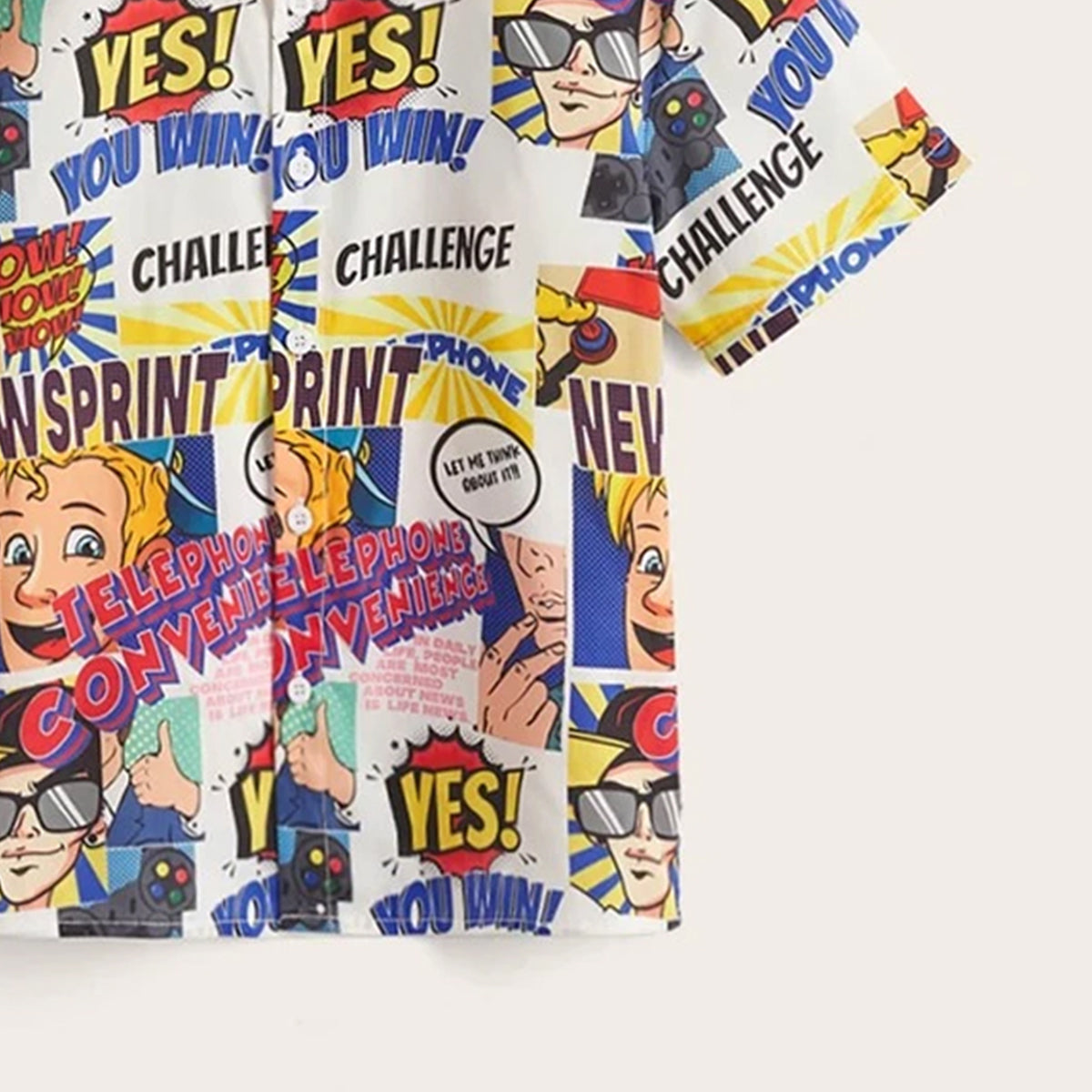 Venutaloza Toddler Boys Pop Art Letters print Graphic & Button Front Shirt For Boy.