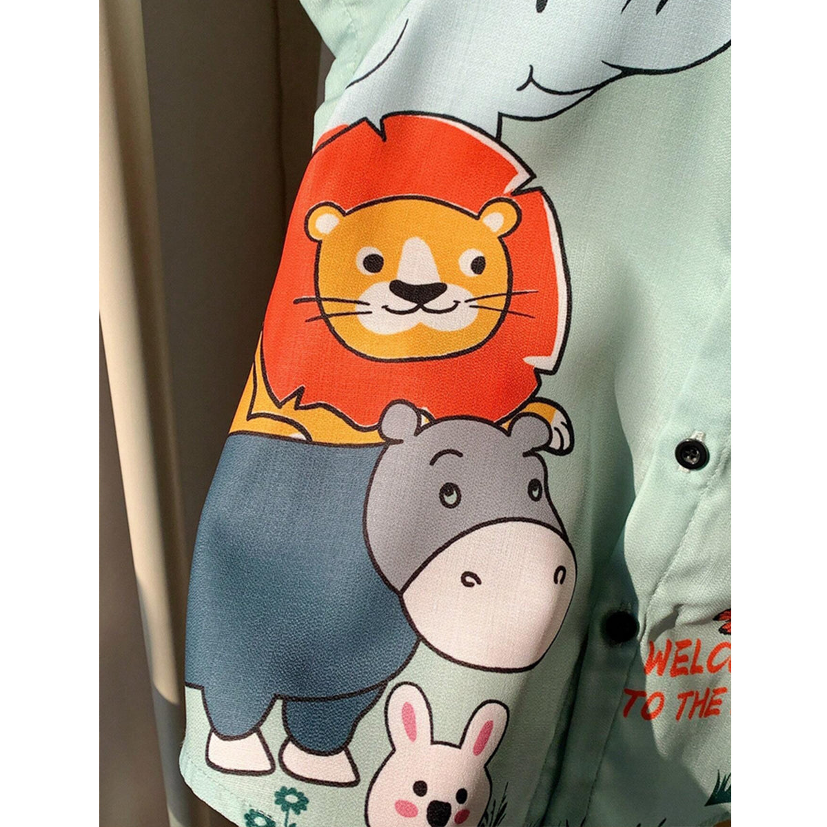 Venutaloza Animal's Letters Turn Down Short Sleeve Shirt For Boys.