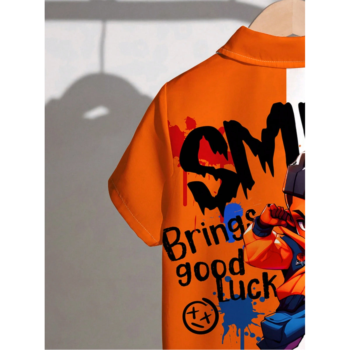 Venutaloza Boys Cartoon Characte Smile Letter Casual Shirt For Boy.