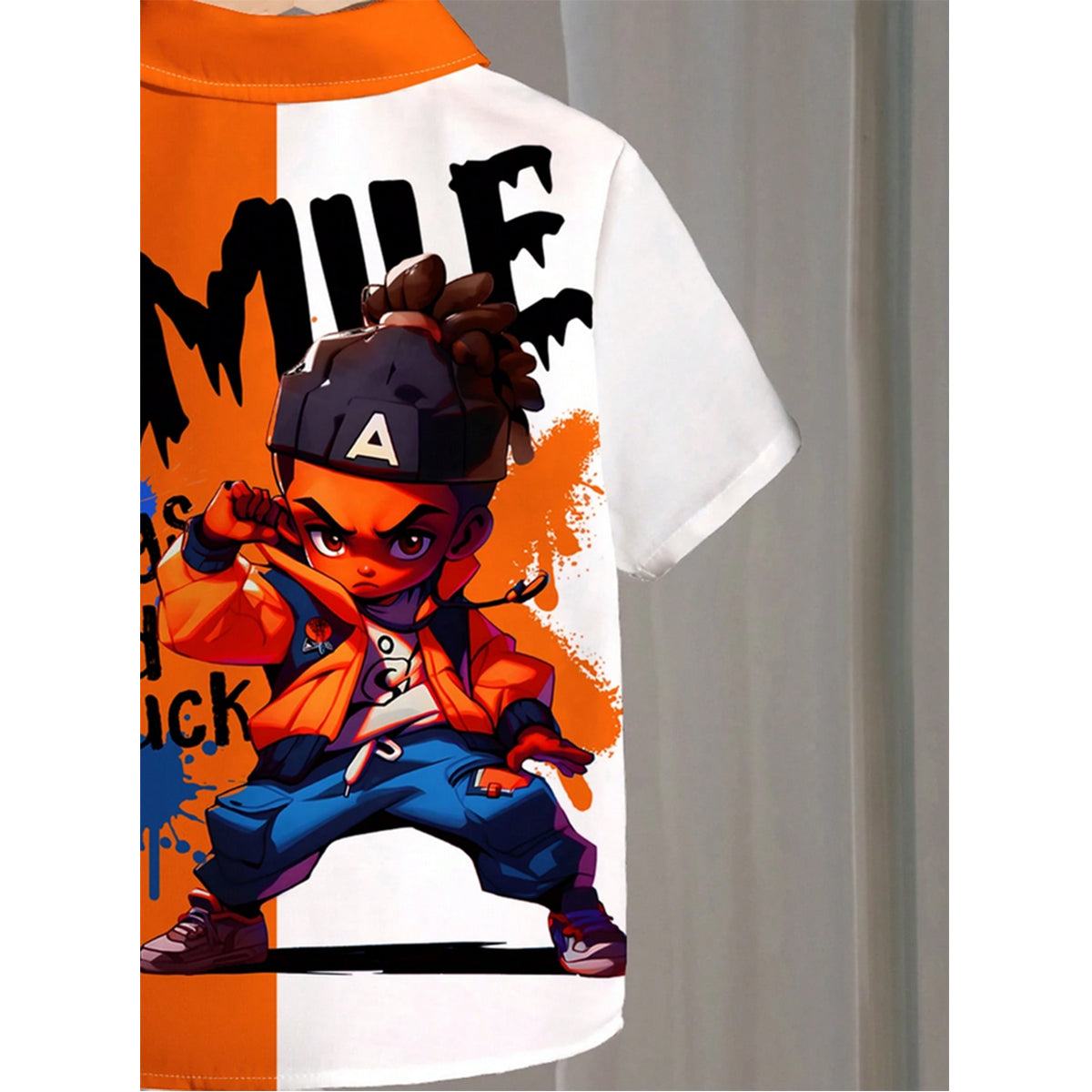 Venutaloza Boys Cartoon Characte Smile Letter Casual Shirt For Boy.