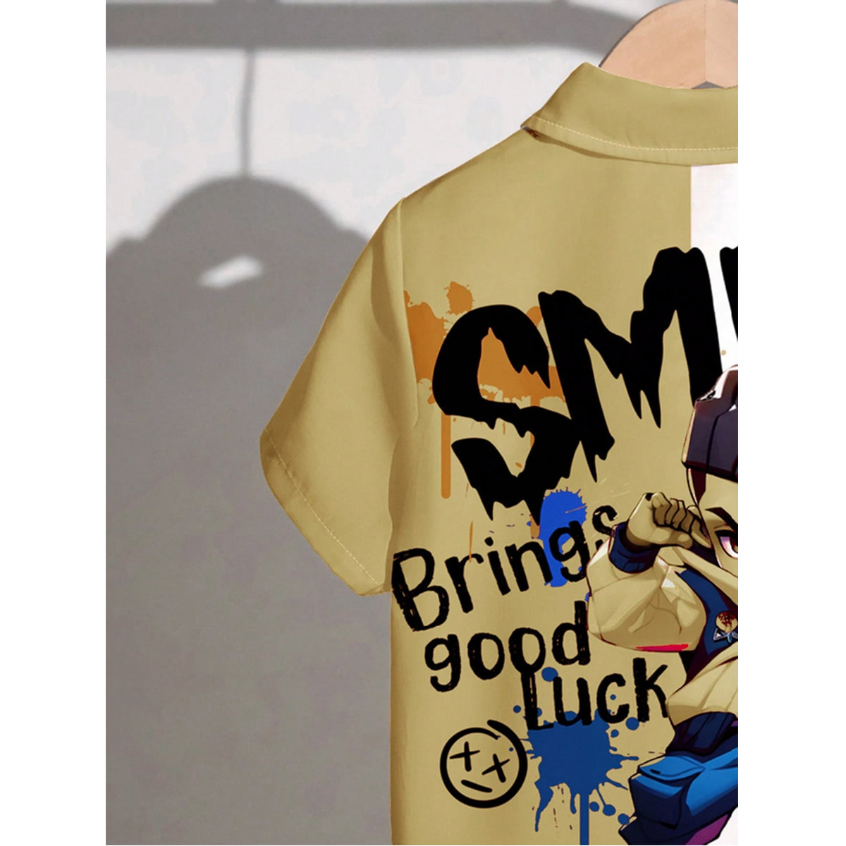 Venutaloza Cartoon Characte Smile Letter Casual Shirt For Boy.