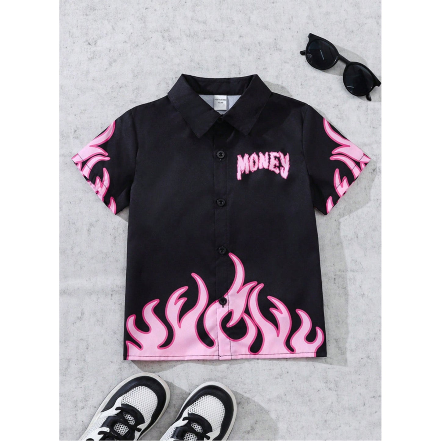 Venutaloza Boys Flame Designer Casual Shirt For Boy.