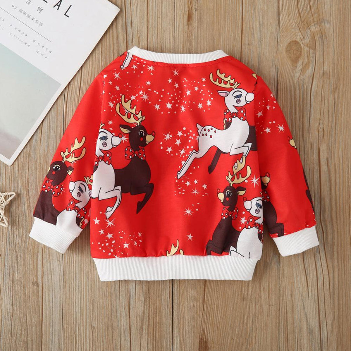 Venutaloza Reindeer Print Full Sleeve T-Shirt For Baby Girl's.