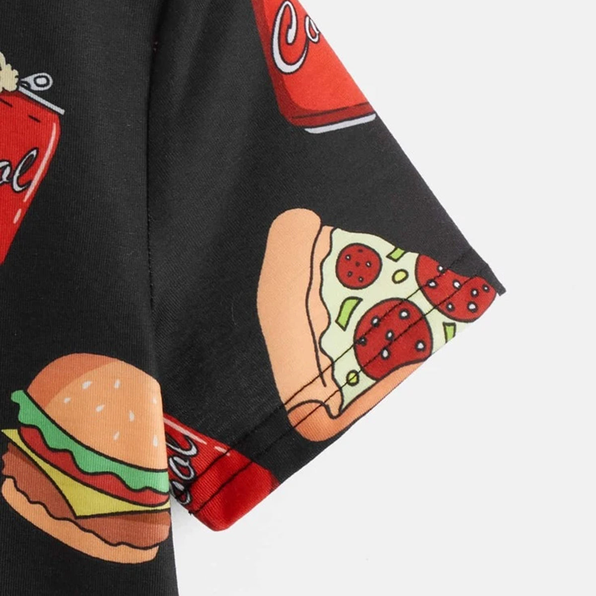 Venutaloza Food Print Scoop Neck Color Block T-Shirt For Baby Girl's..