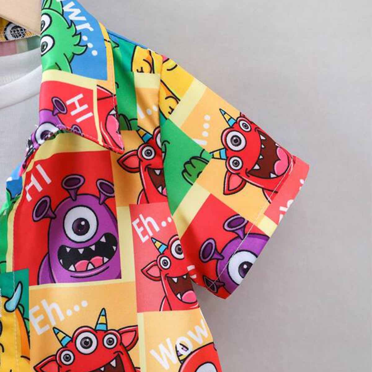 Venutaloza Kids Cartoon Graphic Casual Shirt & Shorts Without tee Two Piece Set.
