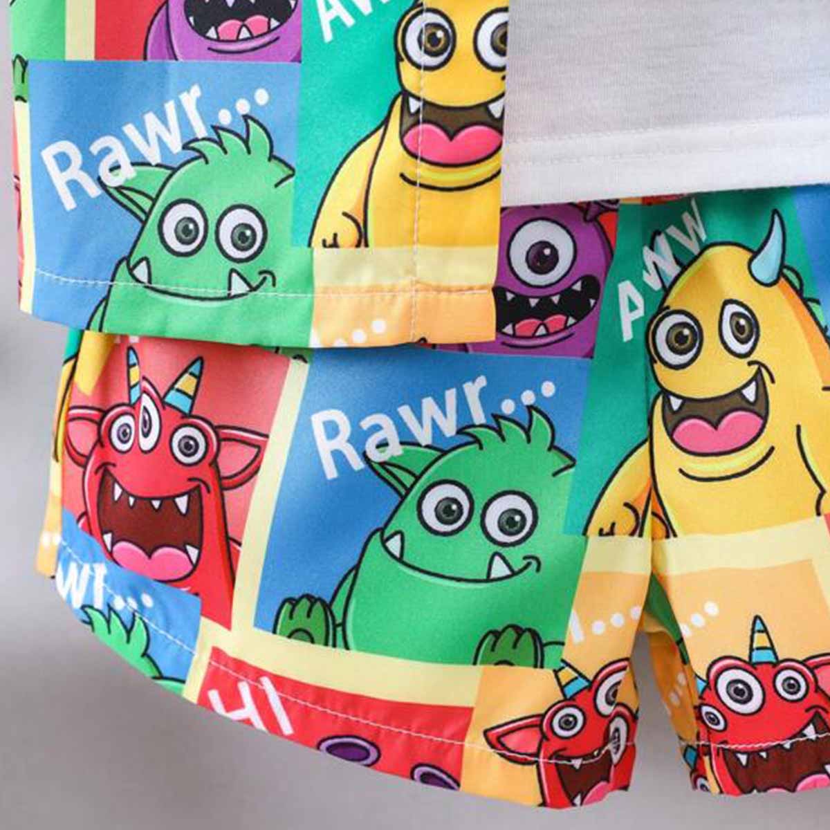 Venutaloza Kids Cartoon Graphic Casual Shirt & Shorts Without tee Two Piece Set.