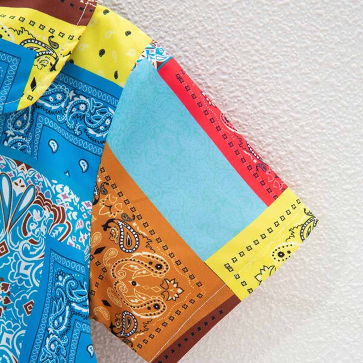 Venutaloza Toddler Boys Sunshine Patchwork Shirt & Shorts Without tee Two Piece Set.