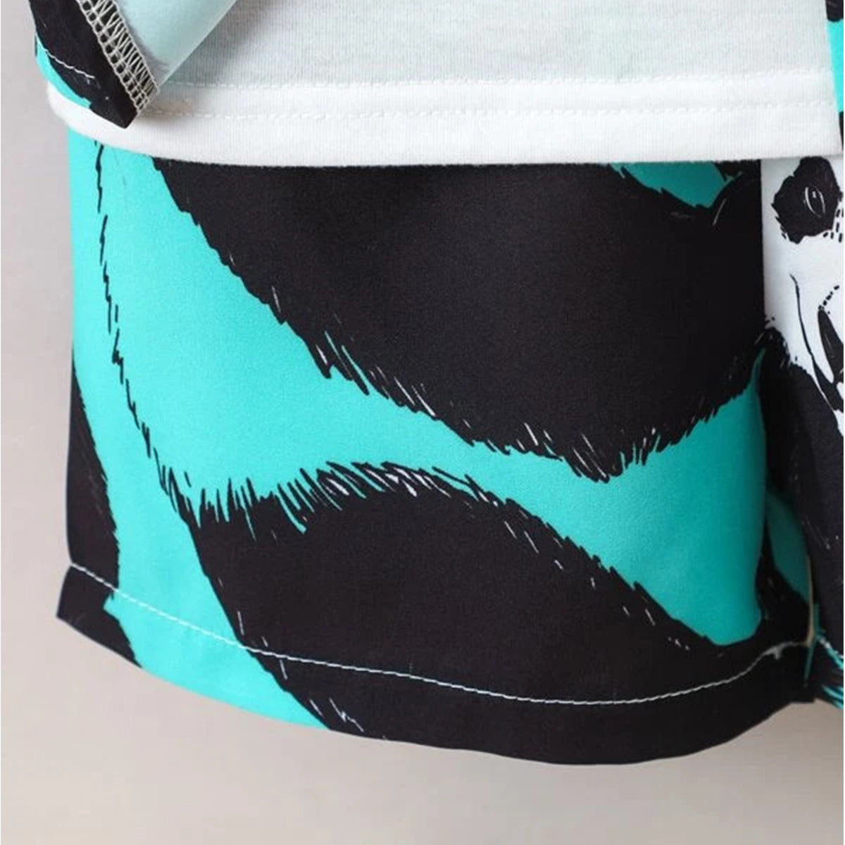 Venutaloza Kids Cartoon Panda Print Turn Down Collar Shirt & Shorts Without tee Two Piece Set.