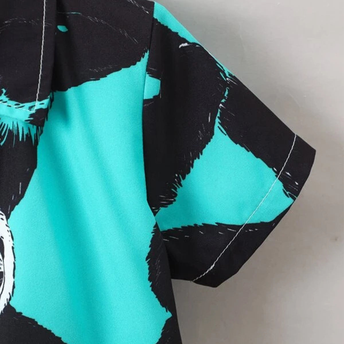 Venutaloza Kids Cartoon Panda Print Turn Down Collar Shirt & Shorts Without tee Two Piece Set.