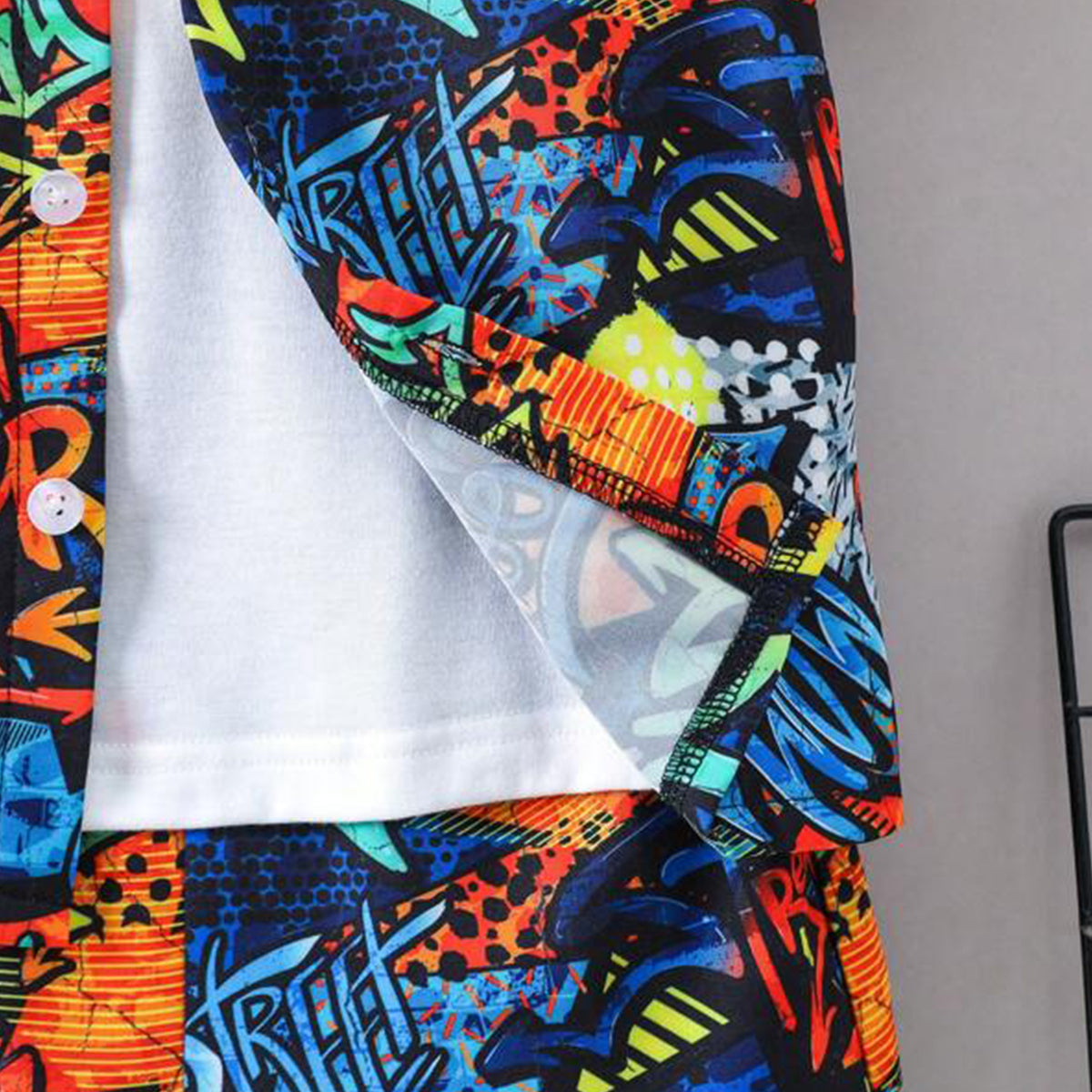 Venutaloza Toddler Boys Letters Graphic Allover Shirt & Shorts Without tee Two Piece Set.