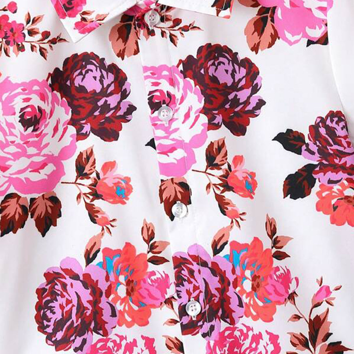 Venutaloza Kids Floral Print Turn Down Collar Shirt & Shorts Without tee Two Piece Set.