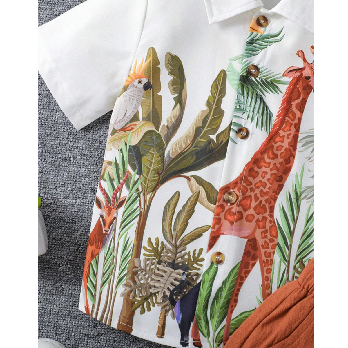 Venutaloza Kids Stylish Animal Jungal theme Short Sleeve Shirt And Shorts Two Piece Set.