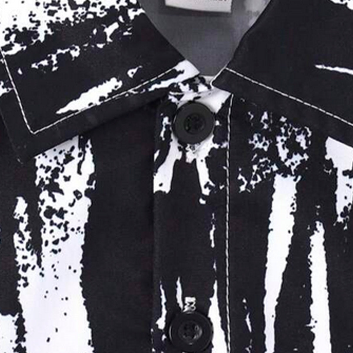 Venutaloza Kids Black Brush Print Shirt & Pocket Shorts Without tee Two Piece Set.