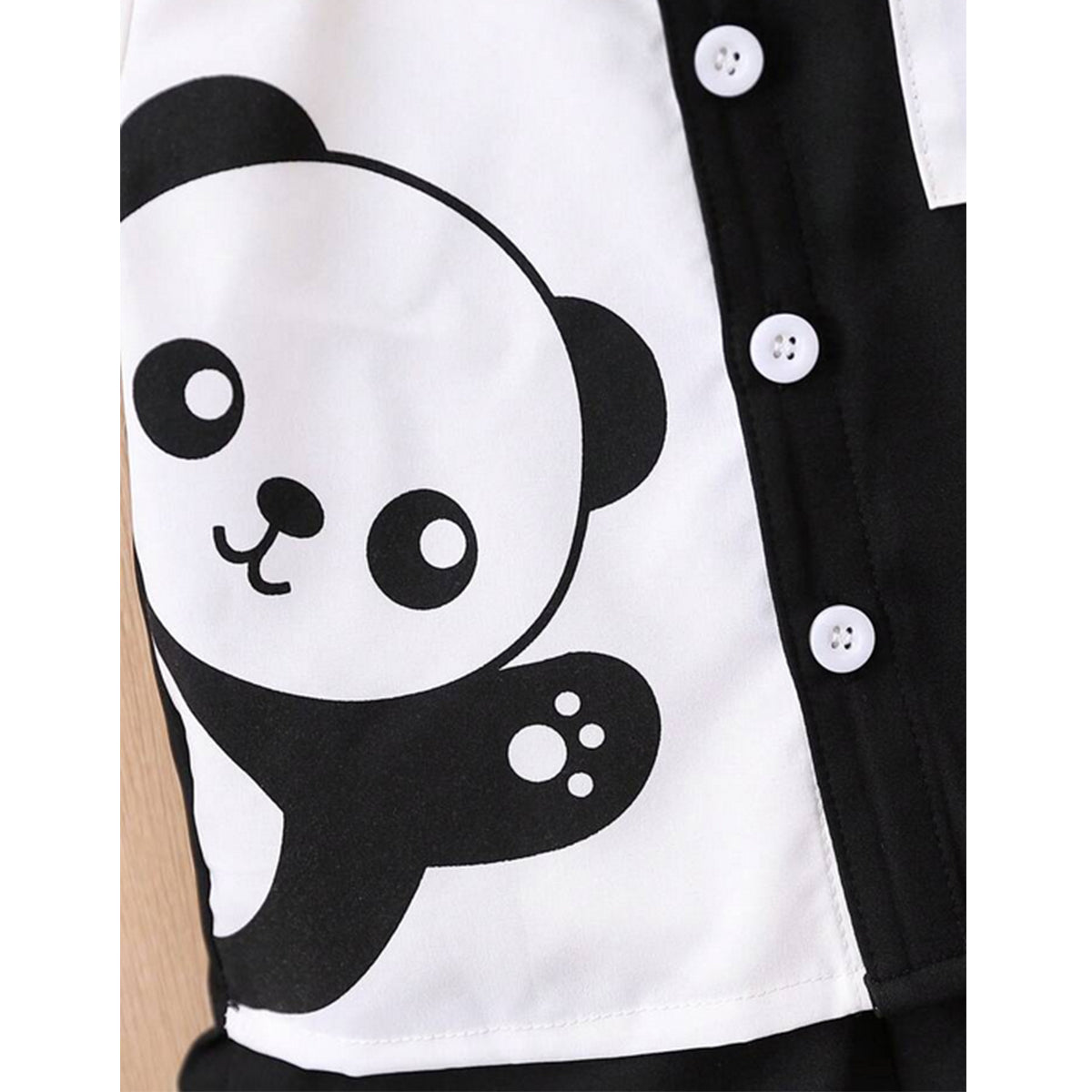 Venutaloza Boy's Panda Designer Short Sleeve Shirt And Shorts Without Tai Two Piece Set.