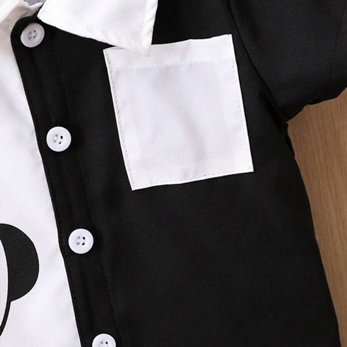 Venutaloza Boy's Panda Designer Short Sleeve Shirt And Shorts Without Tai Two Piece Set.