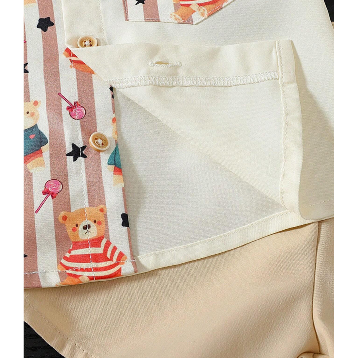 Venutaloza Boy's Cartoon Panda Straight Short Sleeve Shirt And Shorts Two Piece Set.