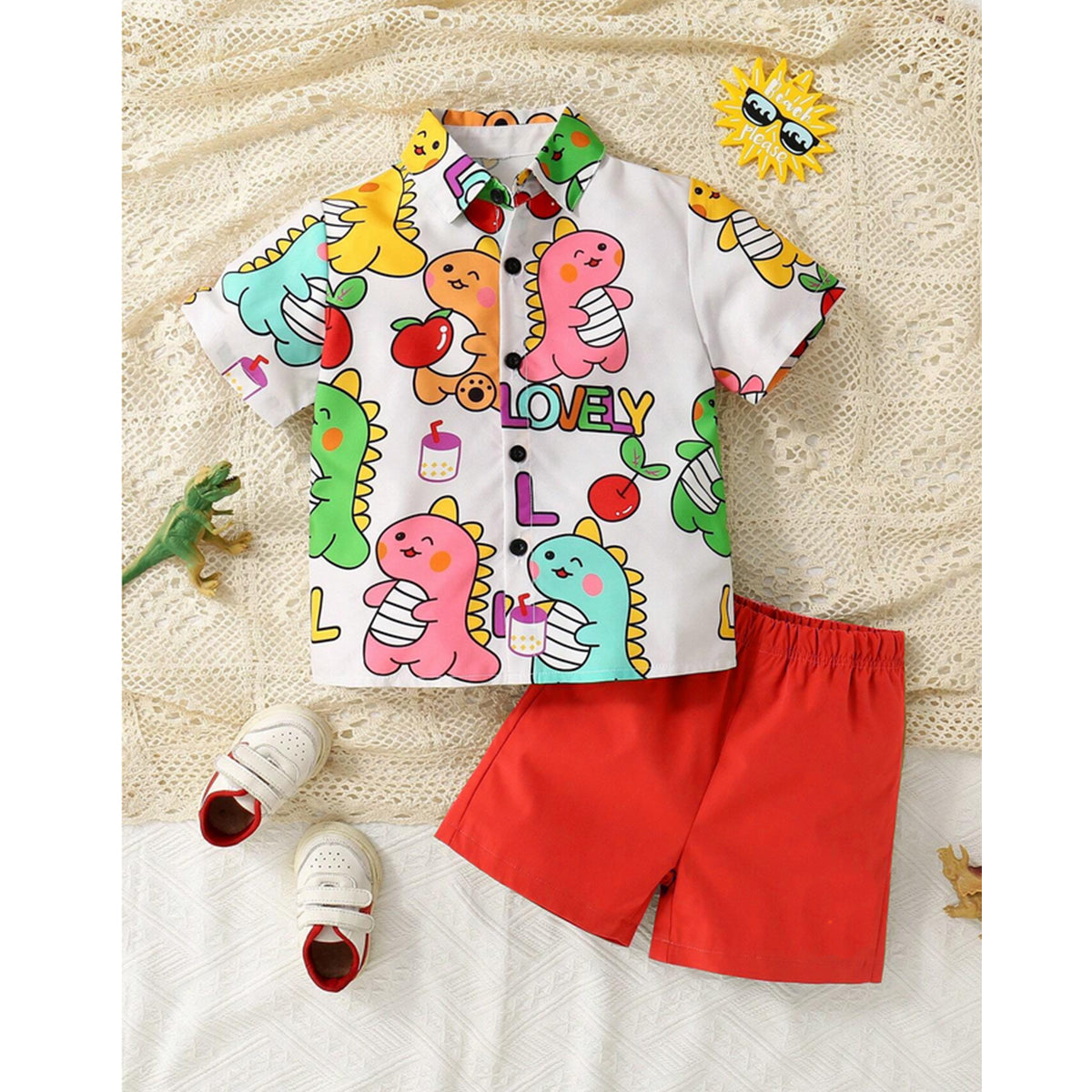 Venutaloza Graphic (Combo Pack Of 3) Shirt & Shorts Two Piece Set For Boy & Girls.