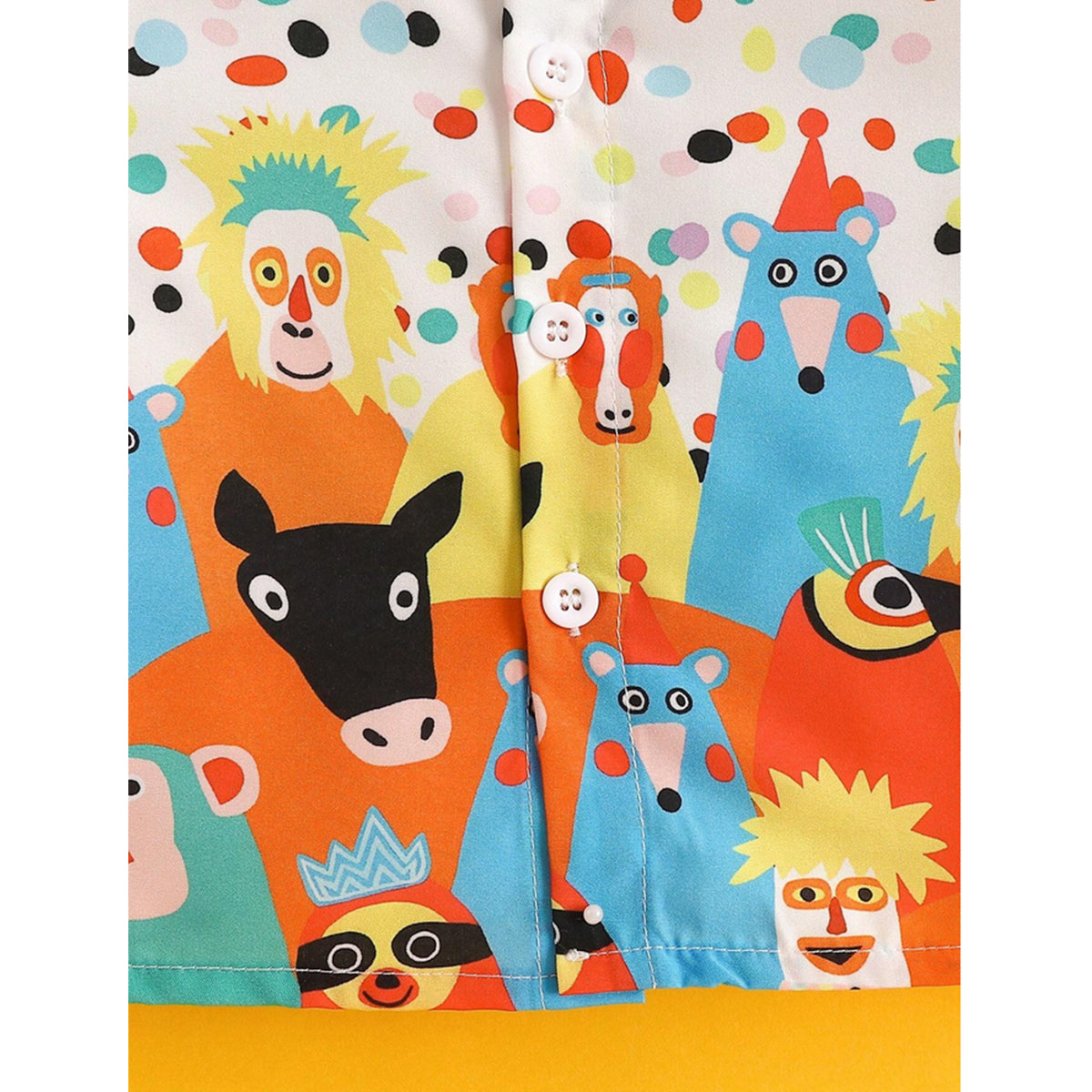 Venutaloza Boy's Colourful Dots Animal Print Short Sleeve Shirt And Shorts Two Piece Set.