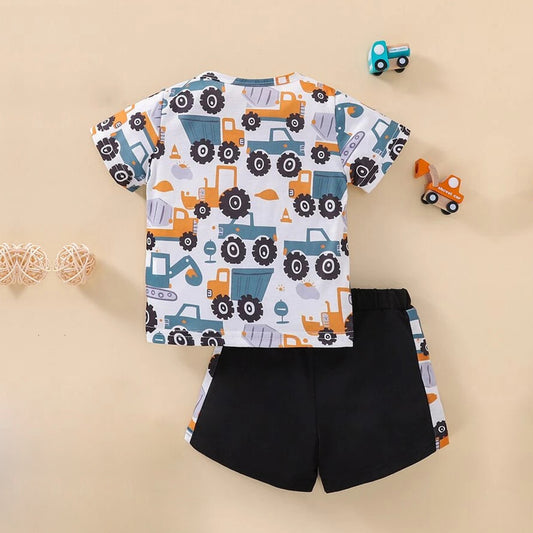 Venutaloza Kids Holy Trucks Casual T-Shirt & Shorts Two Piece Set For Boys.