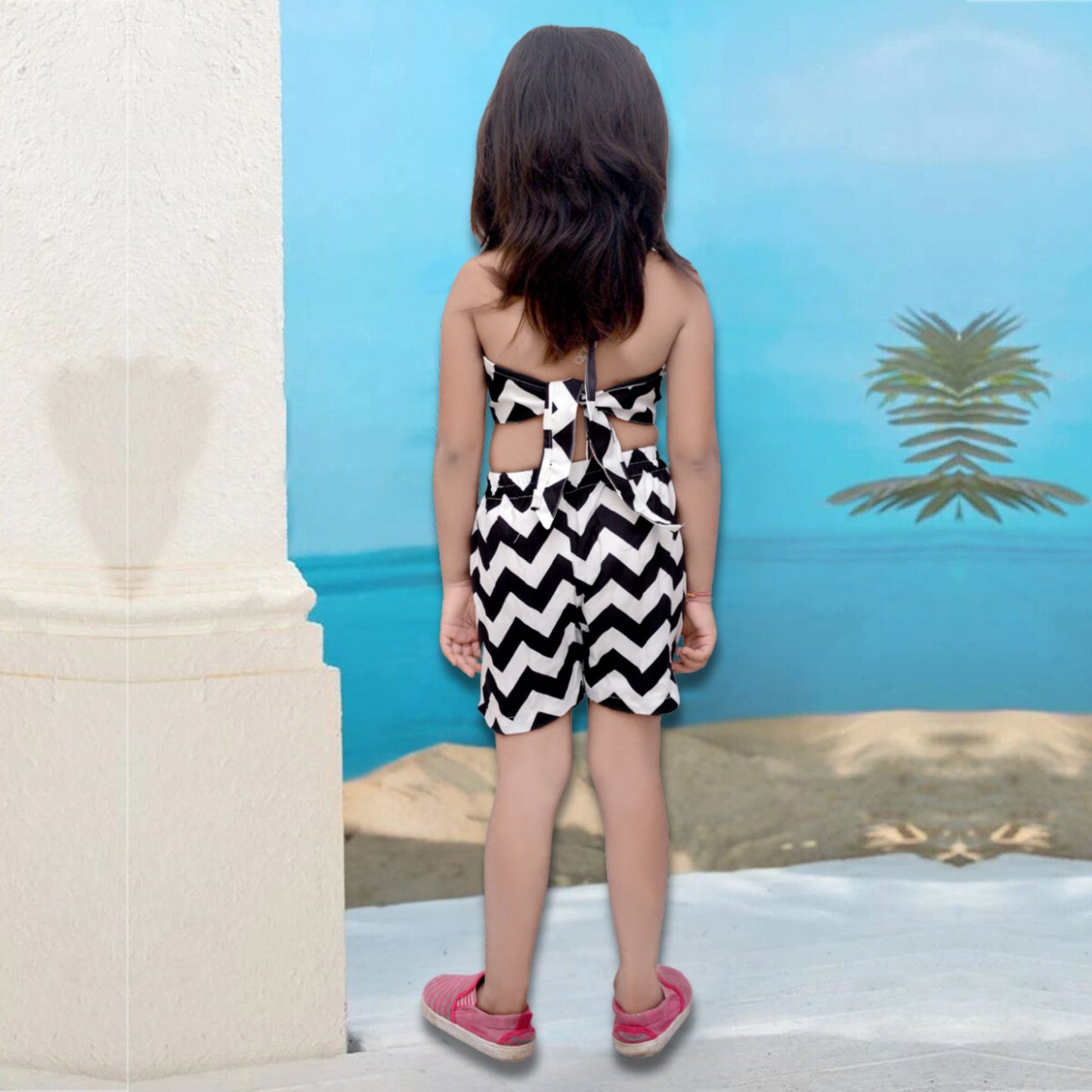 Stylish Designer Black & White Top & Shorts For Baby Girl.