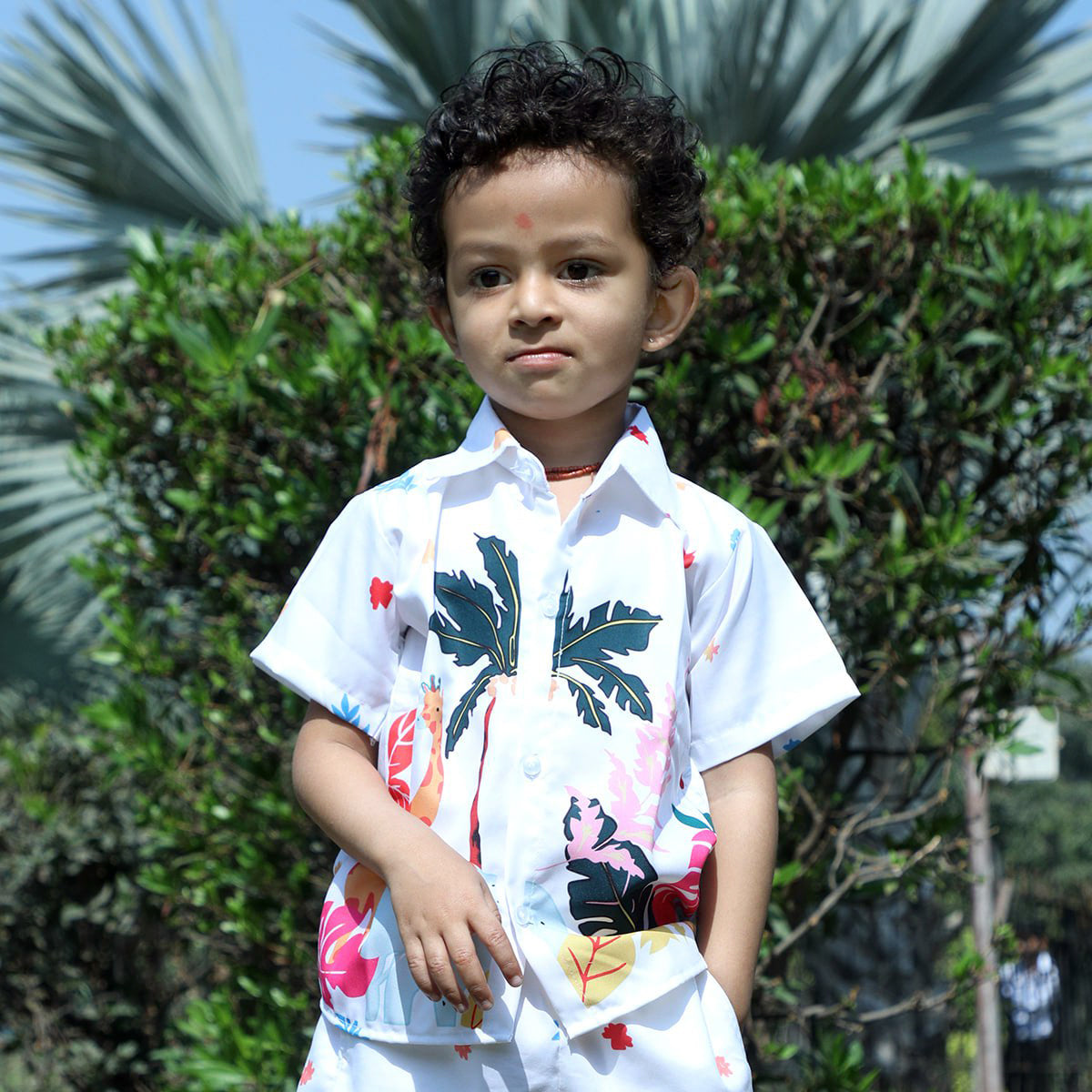Venutaloza Tropical's Designer Print Button Front Shirt For Boy.