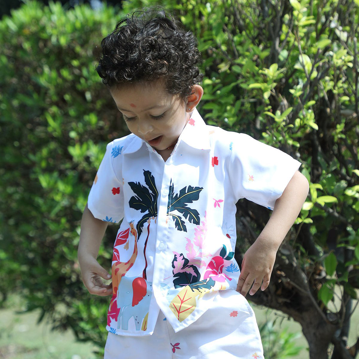 Venutaloza Tropical's Designer Print Button Front Shirt For Boy.