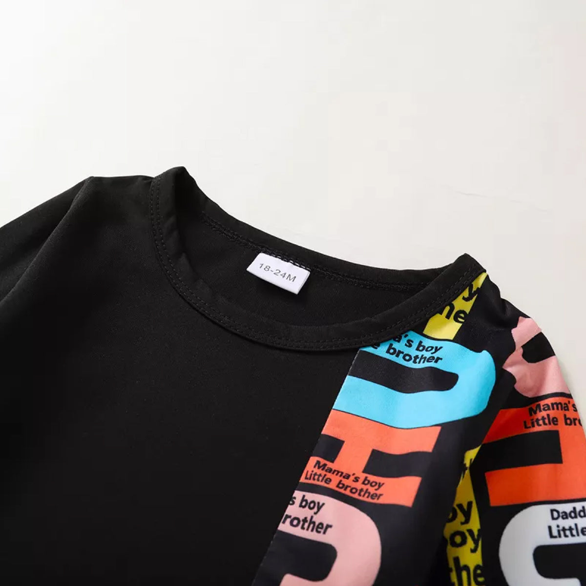 Venutaloza Boy's Alphabet Letter Patchwork Full Sleeve Set T_Shirt & Pent.