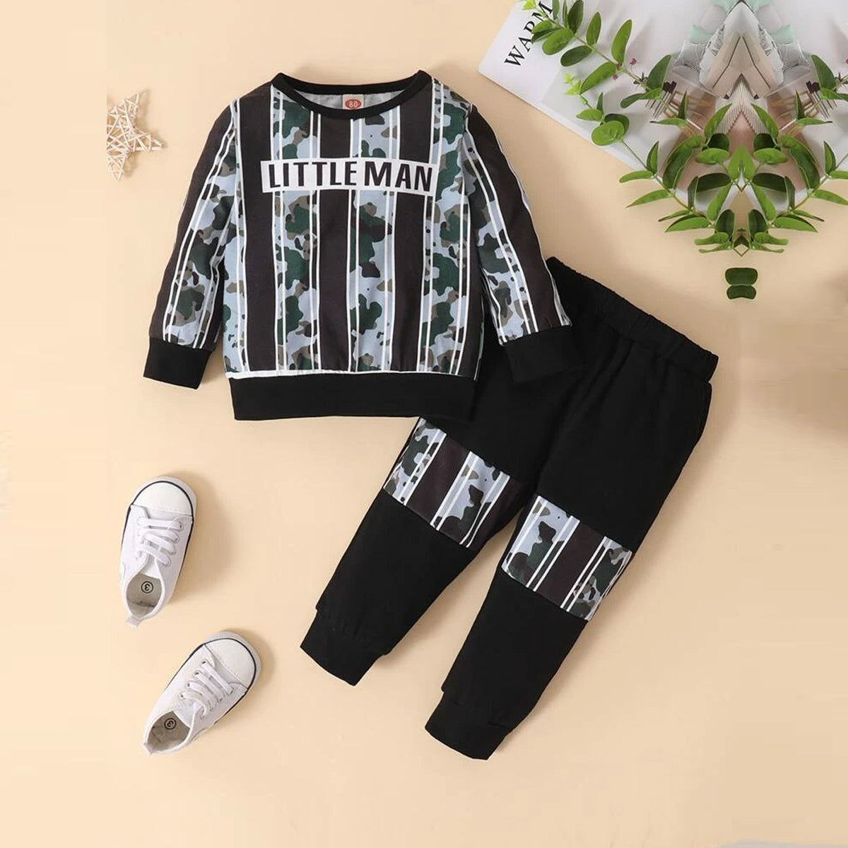 Venutaloza Baby Set Stripred Print Graphic Pent T-shirt & Pants For Boys.