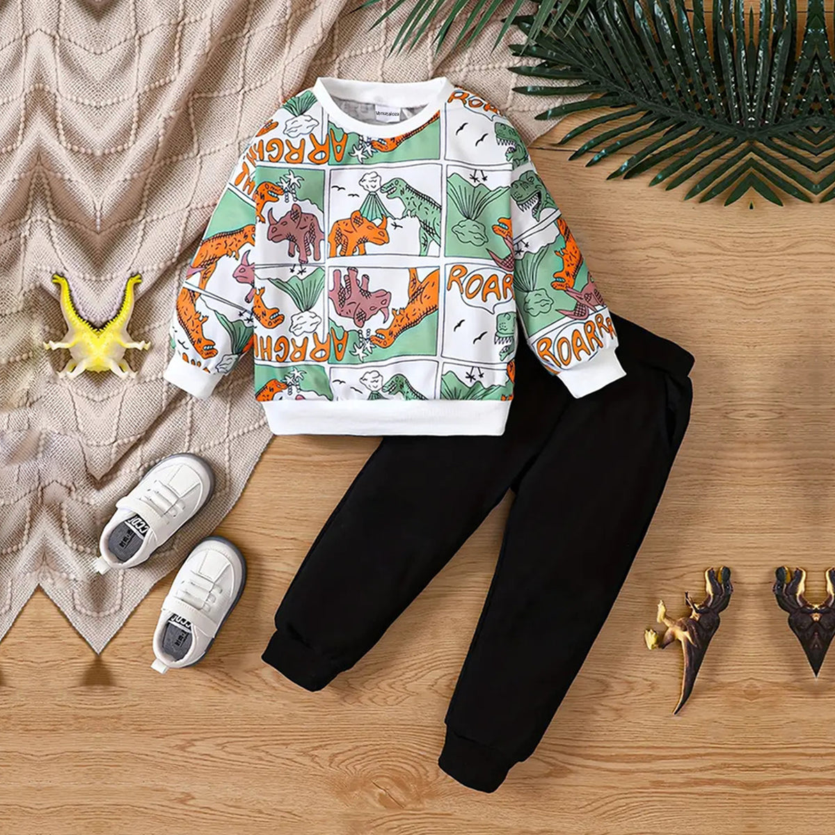 Venutaloza Baby Set Dinosaur & Letter Graphic Print & Cami T-shirt & Pants.