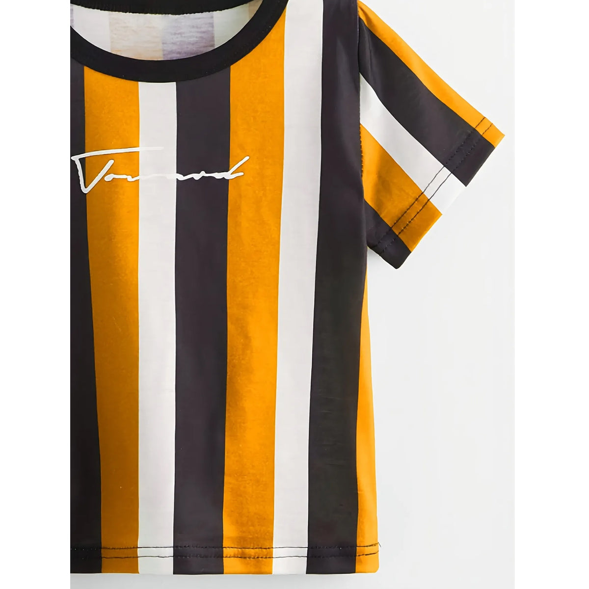Venutaloza Stripe Color Block Round Neck T-Shirt For Baby Girl's.