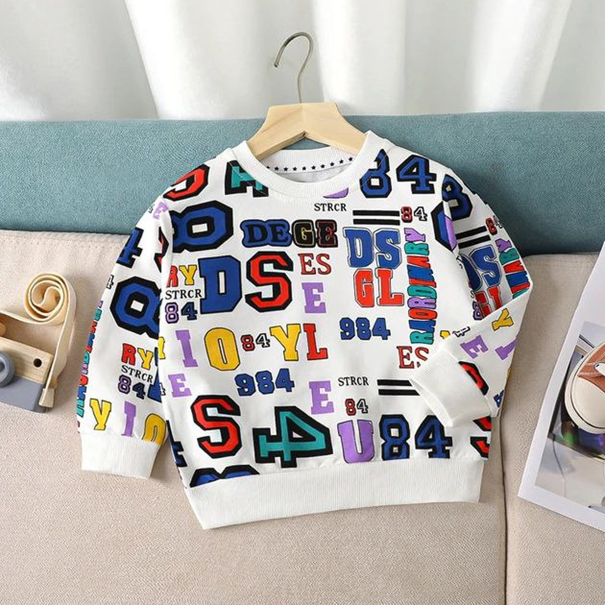 Venutaloza Toddler Boy's Letters Print Neck Color Block Full Sleeve T-Shirt For Boy's & Girl's..